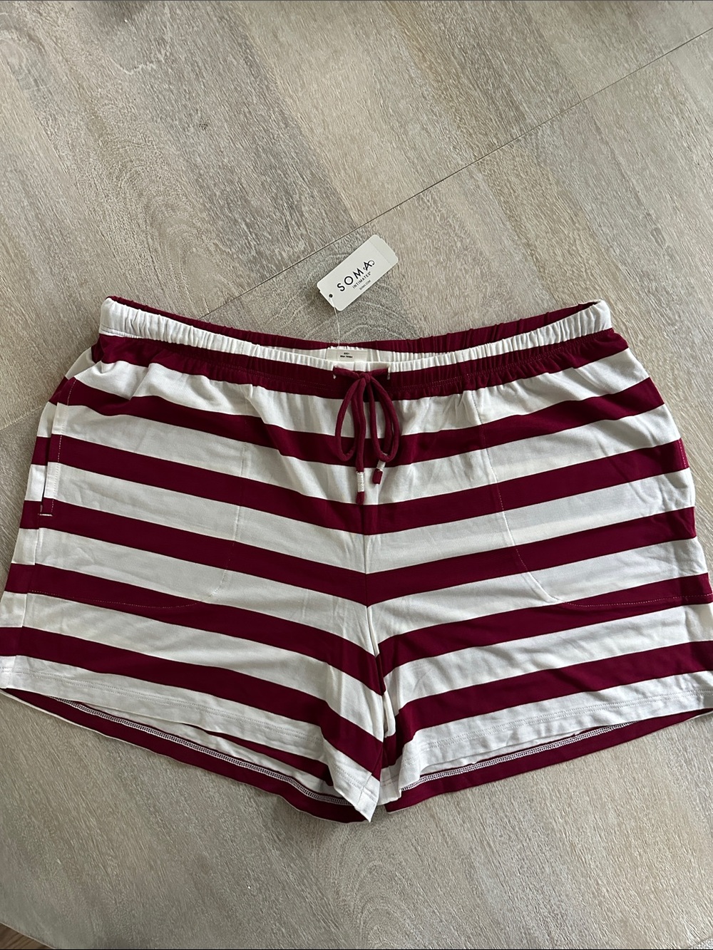 Soma Burgundy and White Striped Lounge Shorts